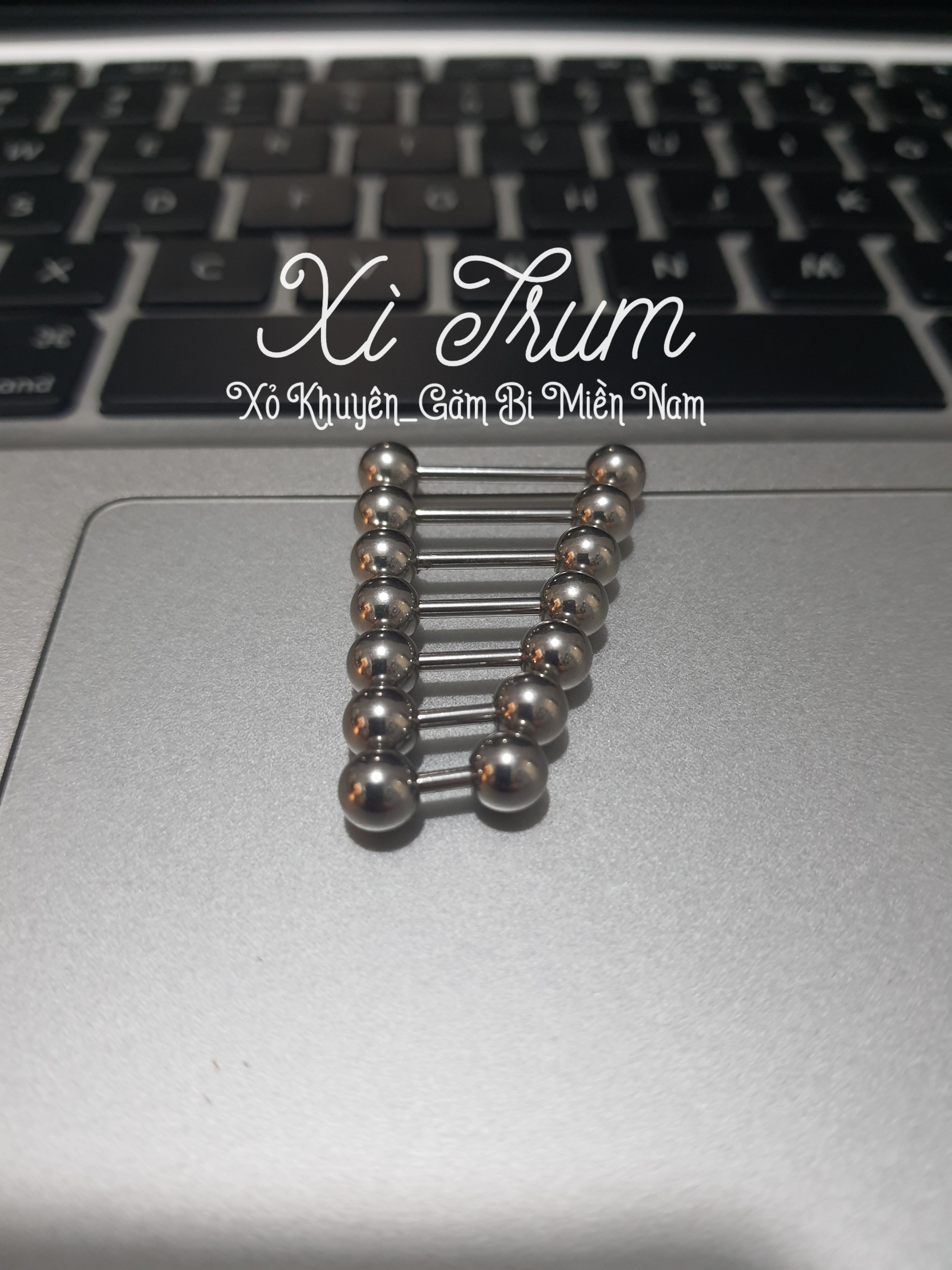 Khuyên Chùy 2 Bi KIM LOẠI size 6mm/ khuyên 2 đầu bi CHO NAM ( KHÔNG KÈM KIM XỎ )