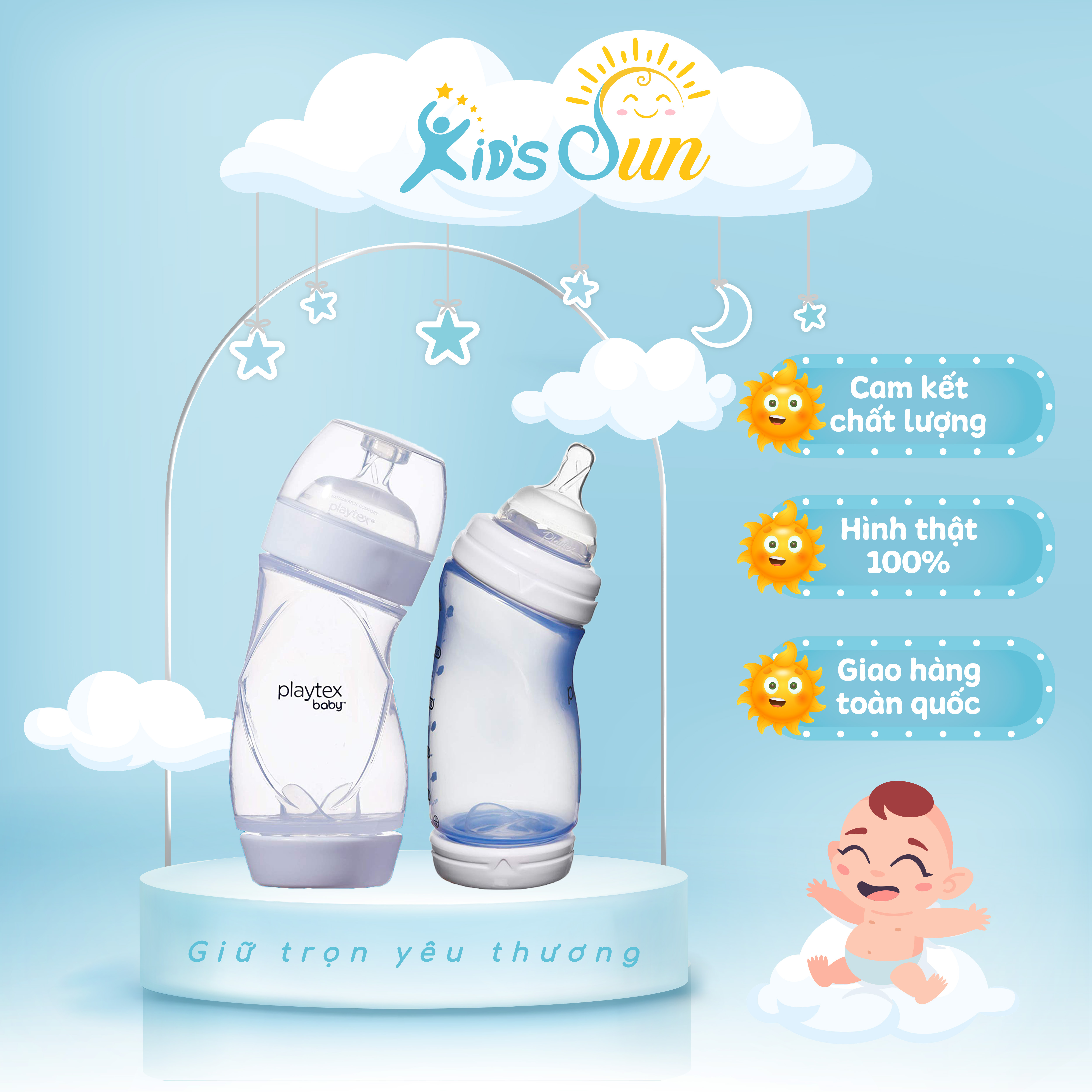 Bình sữa playtex cổ rộng 266ml hàng chuẩn chính hãng xuất xứ mỹ