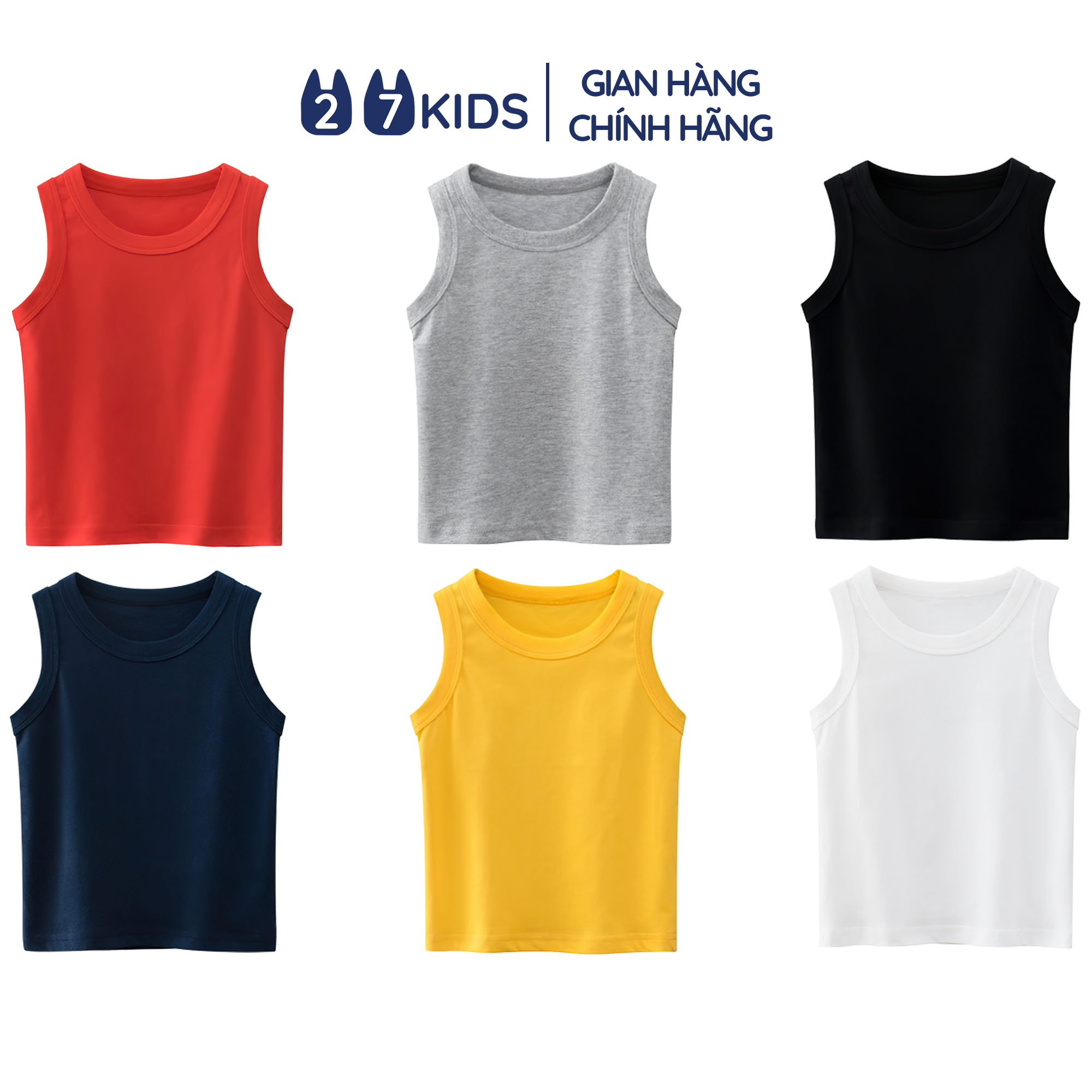 Áo thun ba lỗ bé trai bé gái 27Kids áo 3 lỗ sát nách nam nữ 100% Cotton cho trẻ từ 2-10 tuổi BSTT4