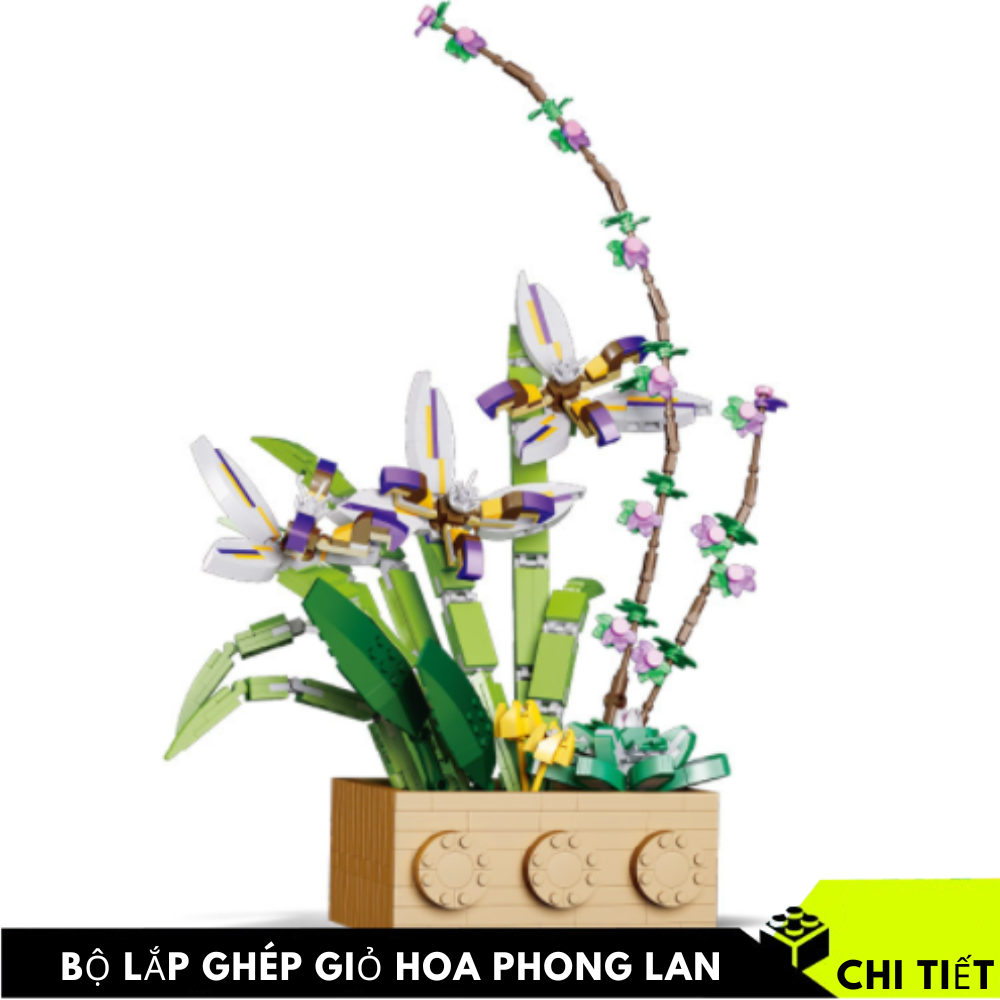 Lego giỏ hoa lan, mô hình lắp ráp giỏ hoa lan tuyệt đẹp,Hoa Phong Lan Leyu