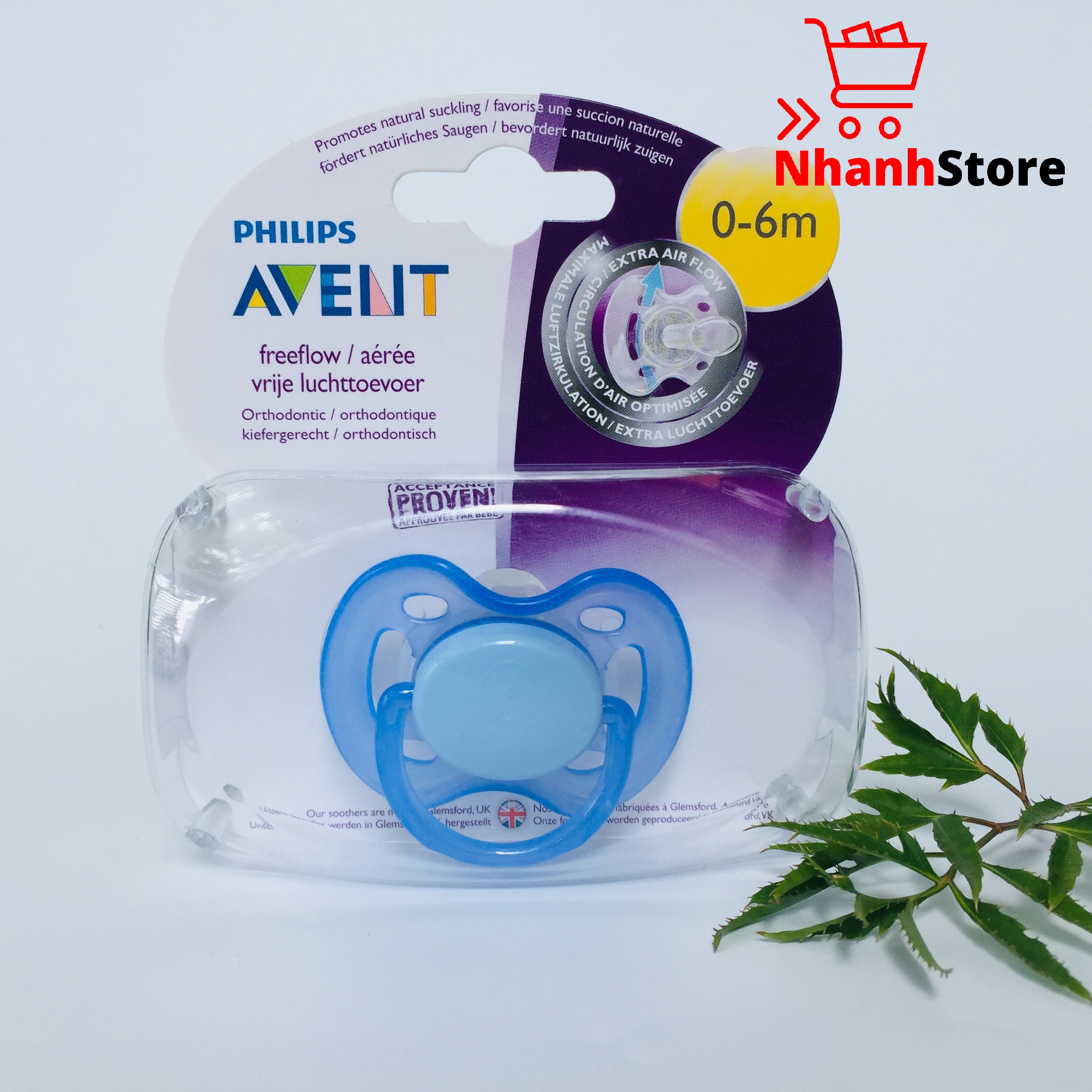 Ty ngậm Avent KHÔNG HÌNH Free Flow [Sx tại Anh]