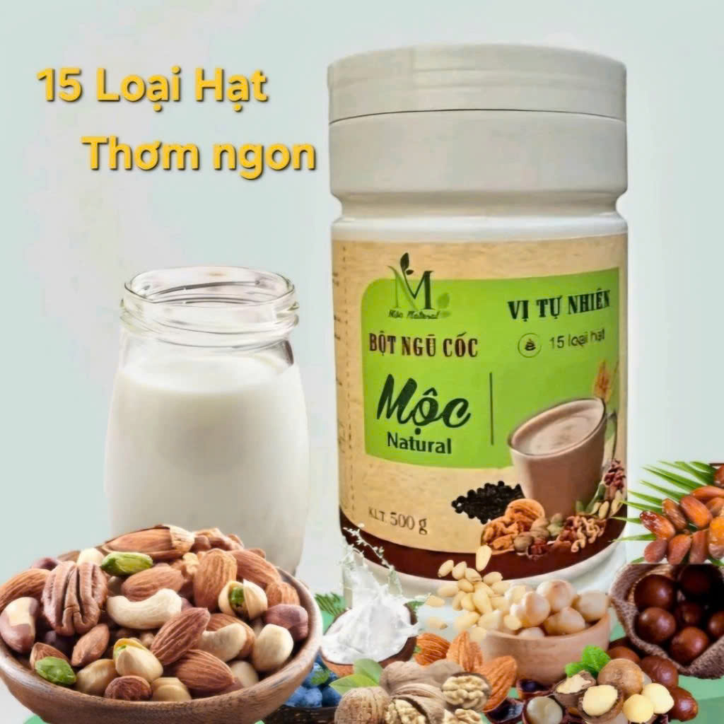 Bột sữa hạt ngũ cốc Mộc Natural 🌱15 Loại Hạt [ Vị Tự nhiên ] Hộp 500gr - Thơm ngon Béo - Không Đậu Nành