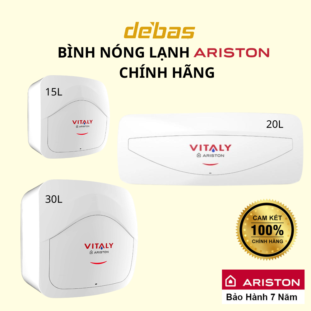 Bình nóng lạnh gián tiếp chống giật chính hãng tắm rửa bát Ariston Vitaly 15L 20L 30L