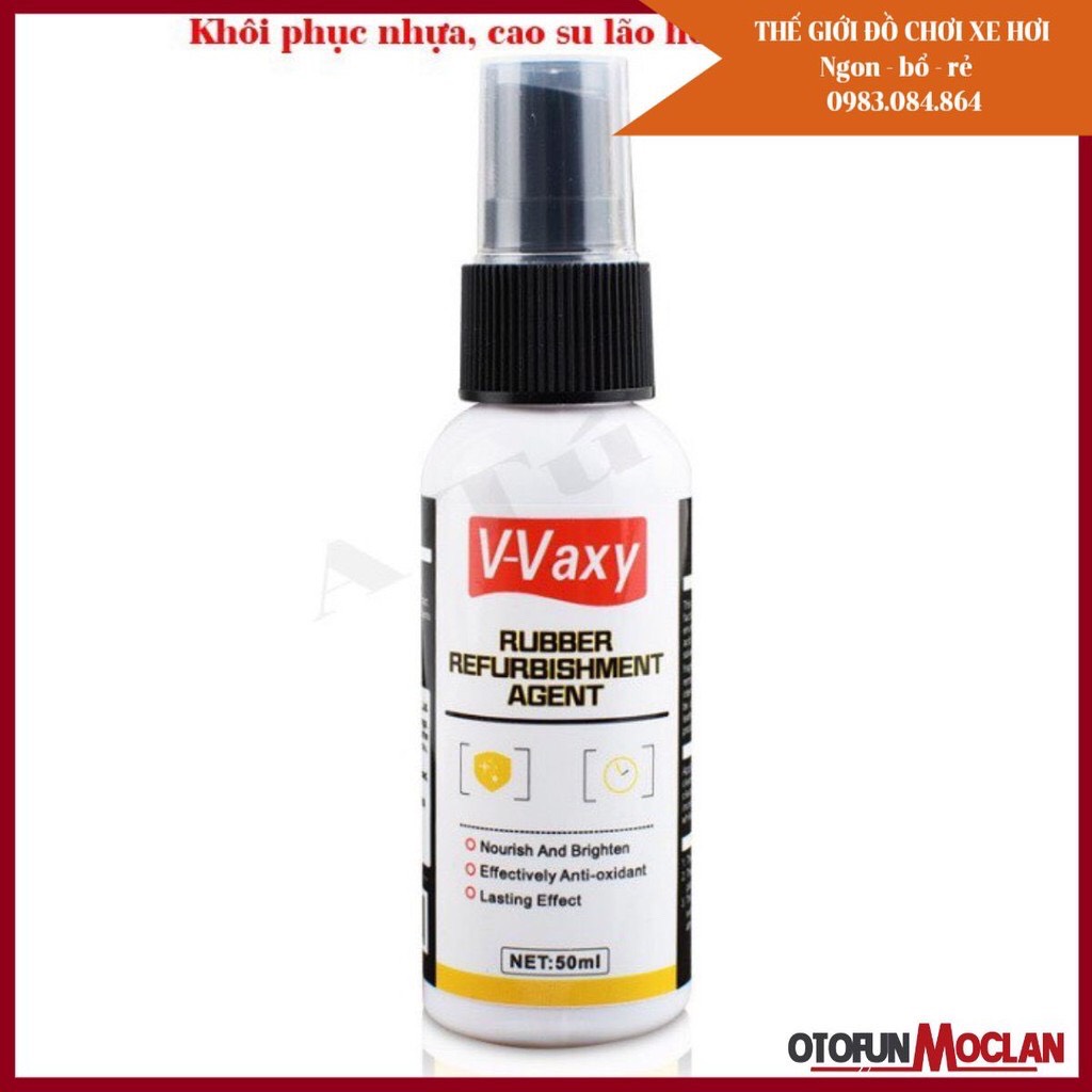 Chai xịt phục hồi bảo dưỡng cao su ron V-Vaxy 50ml - phục hồi nhựa bạc màu trả lại màu đen như mới