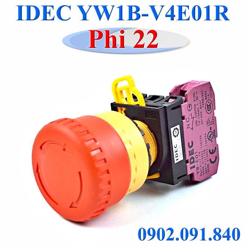 Nút dừng khẩn cấp phi 22 mầu đỏ idec yw1b-v4e01r