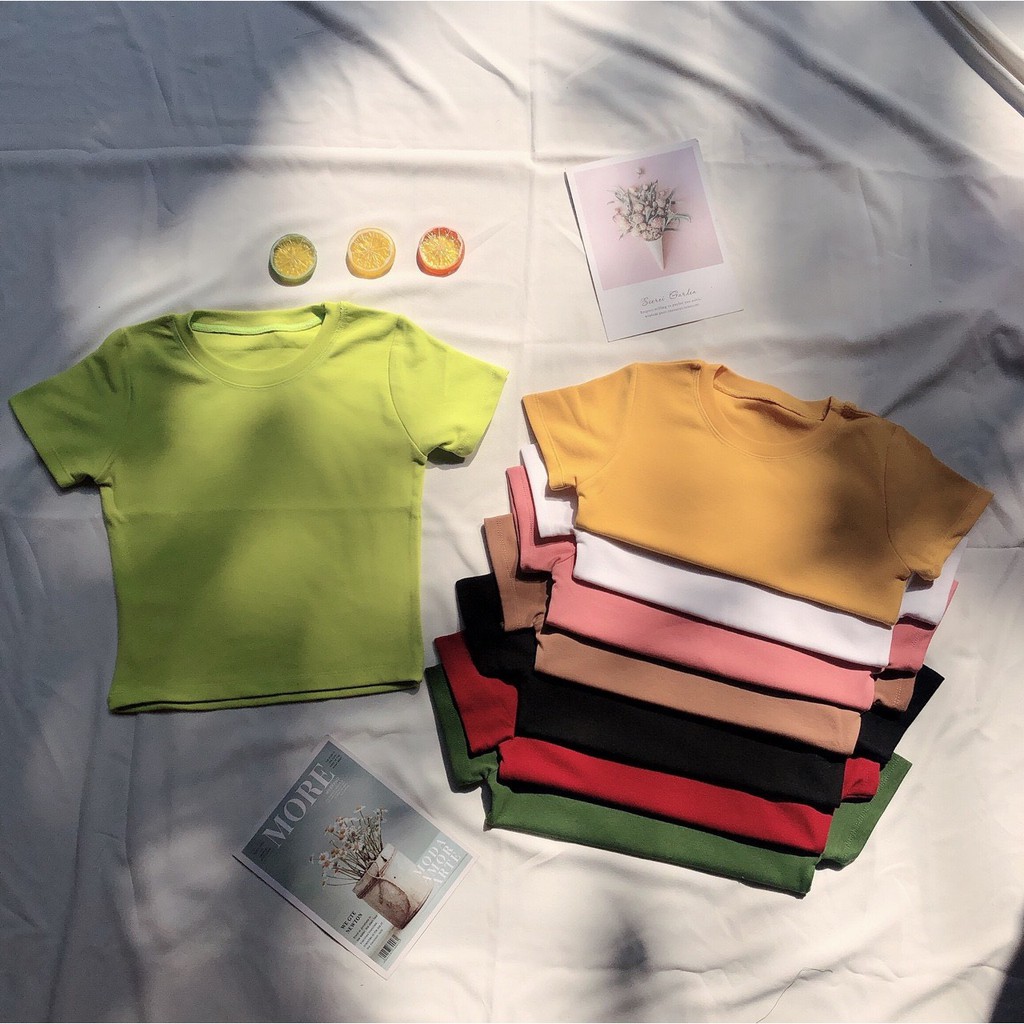 Áo croptop trơn thun bozip xinh xinh