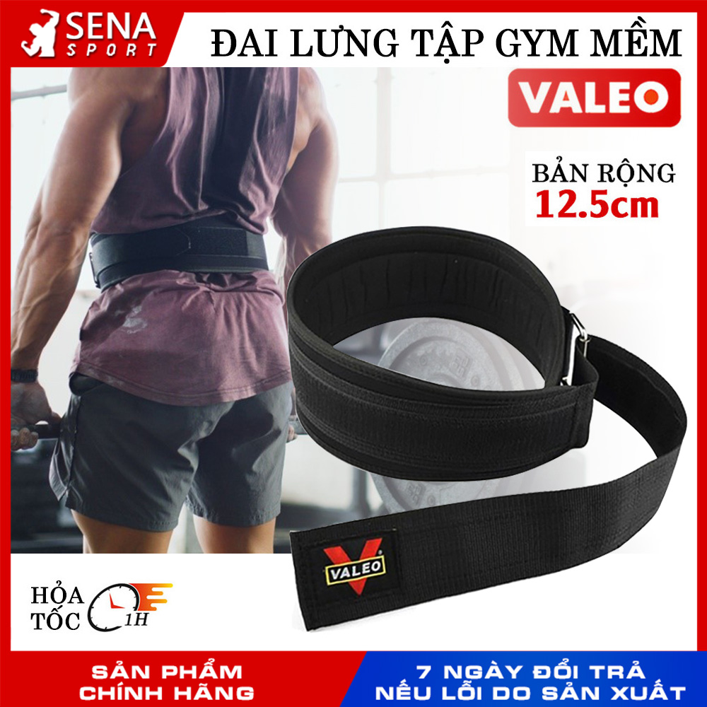 Đai Lưng Tập Gym, Đai lưng mềm VALEO, Hỗ trợ cột sống - bản nhỏ 12.5cm