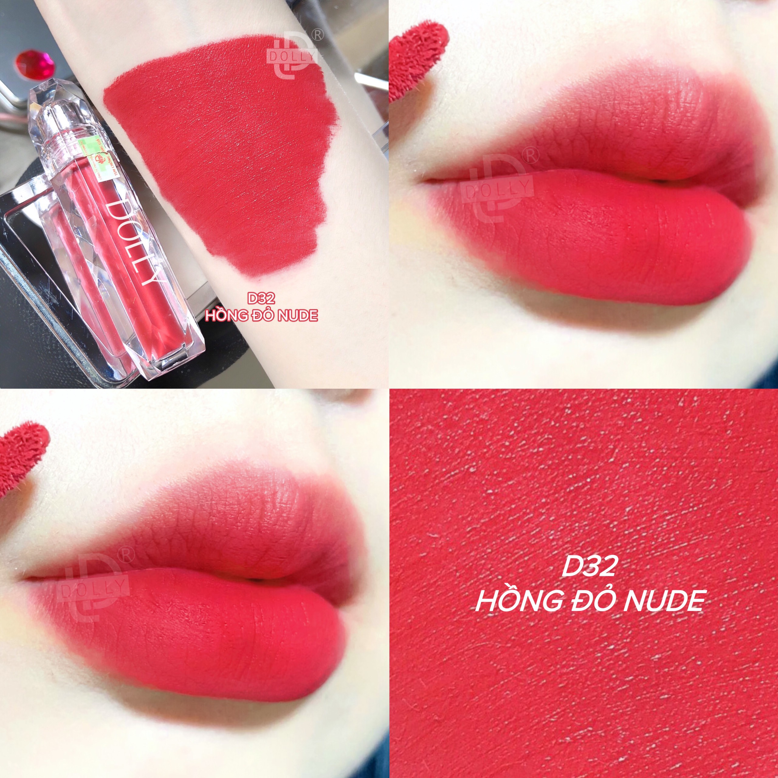 - son kem lì dolly diamond không chì cam hồng đỏ nude