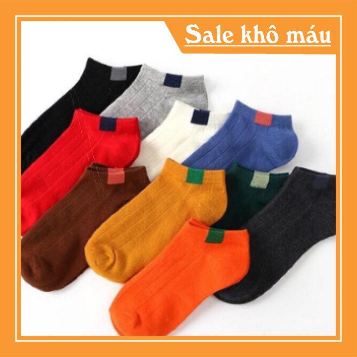 [ Combo 10 đôi ] Tất Vớ cotton cho nam  thấm hút mồ hôi sọc co giãn màu trơn  mùa thu đông