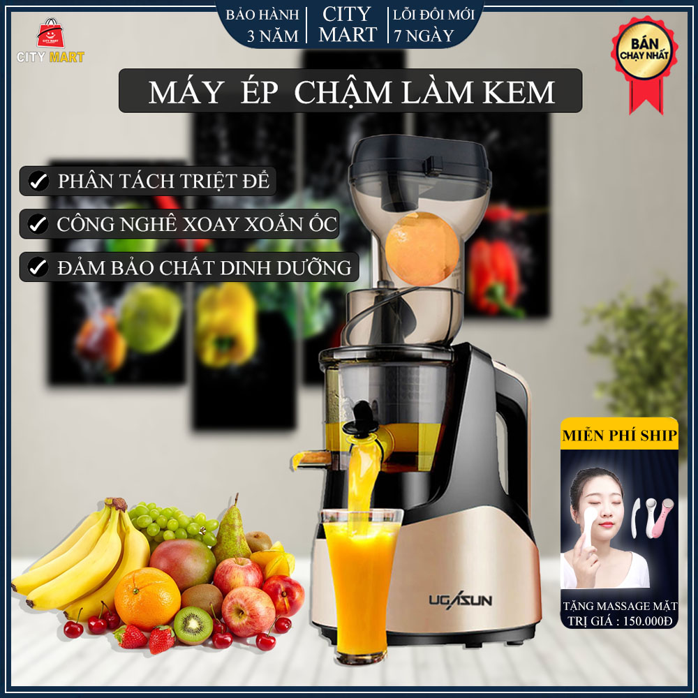 Máy ép chậm trái cây hoa quả và làm kem công suất lớn 260W Công nghệ ép lạnh giữ nguyên dưỡng chất Vitamin đảm bảo chất lượng sức khỏe. Bảo hành 2 năm