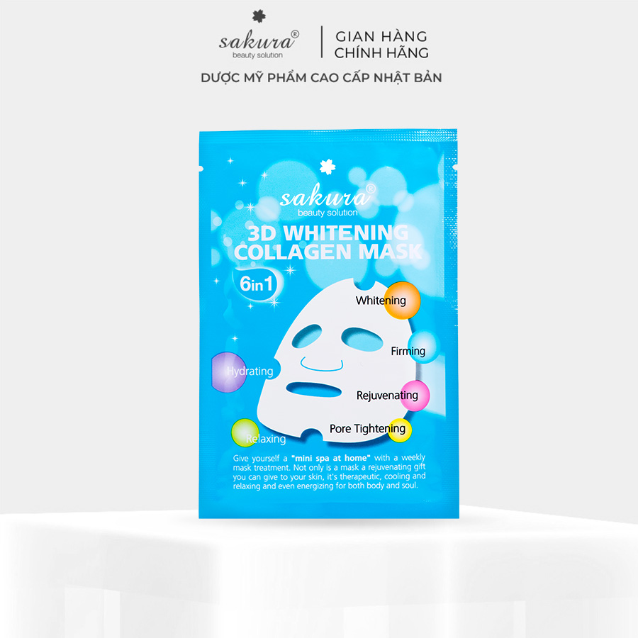 Mặt nạ trắng da Sakura 3D Whitening Collagen Mask 1 miếng 25ml