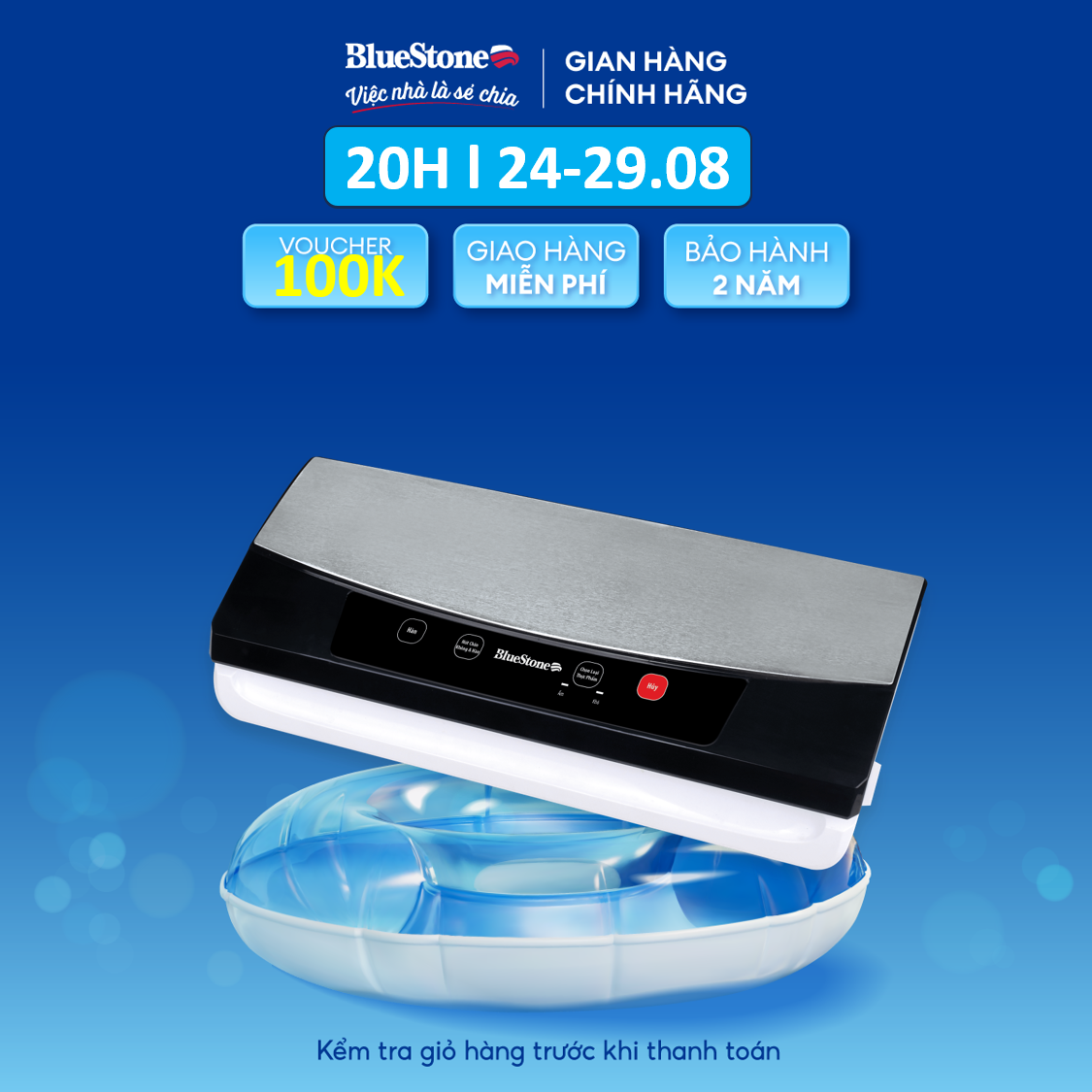 Máy Hút Chân Không BlueStone VSB-2735 - Công suất: 130W Tặng kèm túi - Bảo hành 2 năm - Hàng chính hãng