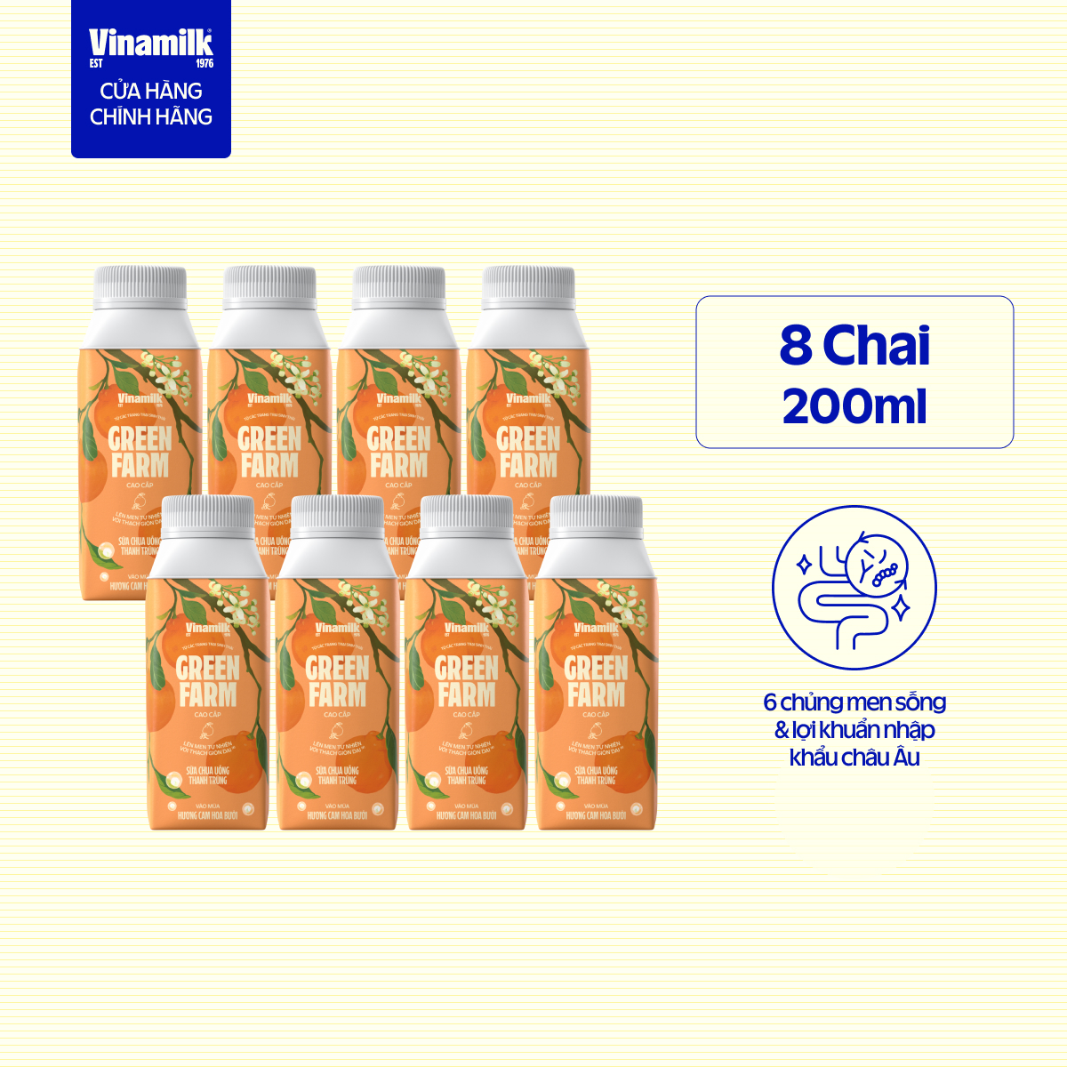 [CHỌN PHÂN LOẠI| CHỈ GIAO TRONG BÁN KÍNH 10KM] Sữa chua uống thanh trùng Vinamilk Green Farm Cam Bưởi- chai 200ml