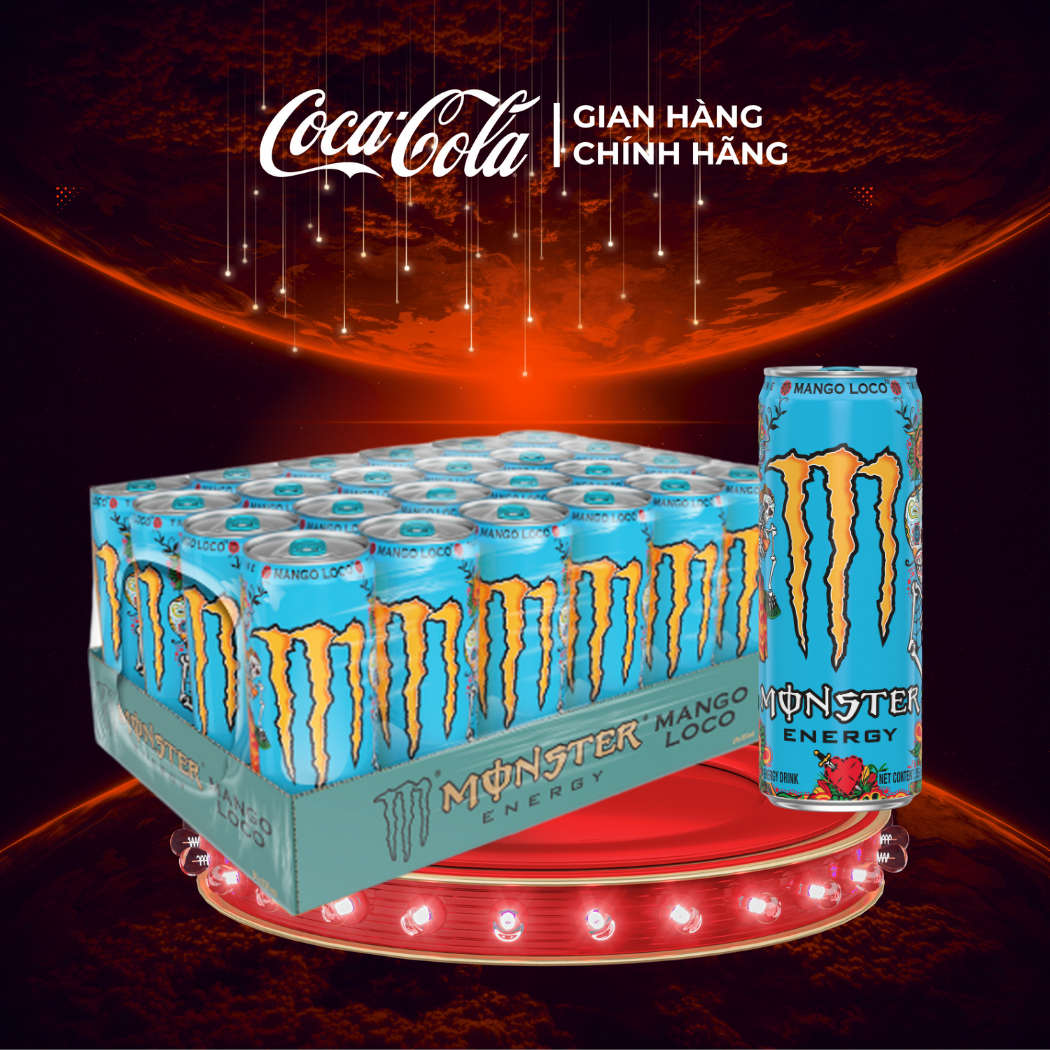 [SIÊU SALE ] Lốc 24 Lon Nước Tăng Lực Giải Khát Monster Energy Mango Loco Vị Xoài 355ml/Lon Sale 8.8 Coca-Cola Chính Hãng_LD