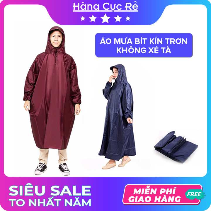 Áo mưa bít kín, vải dù, không xẻ tà, free size, dành cho cả nam và nữ - Shop Hàng Cực Rẻ