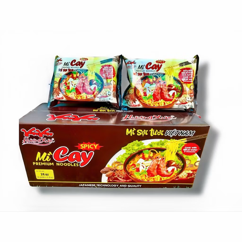 THÙNG 8 Gói Mì sợi tươi Spicy Hương Xưa- Vị Mì Cay truyền thống (kèm gói gia vị cay)