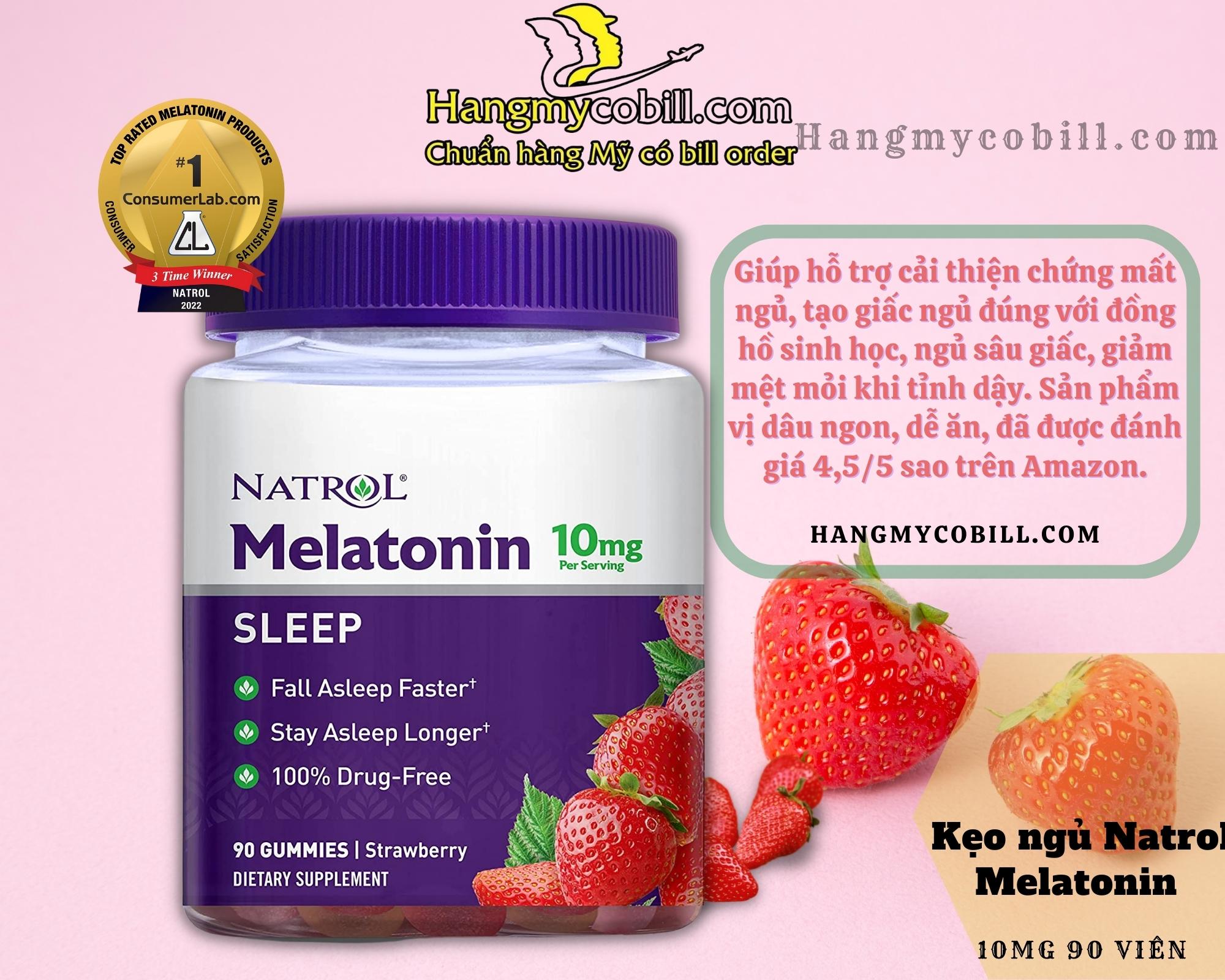 Kẹo ngủ Natrol Melatonin 10mg 90 viên.