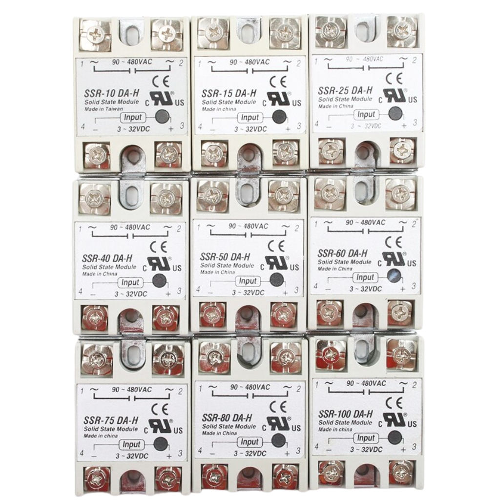 Rơ le bán dẫn ssr-40da-h, ssr-75da-h, ssr-100da-h solid state relay điện áp vào 3-32vdc, điện áp ra 90-480vac