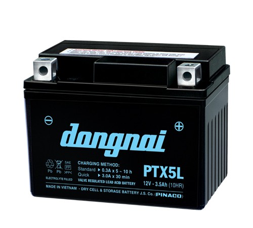 Ắc quy khô xe máy ĐỒNG NAI PTX5L 12V-3,5Ah