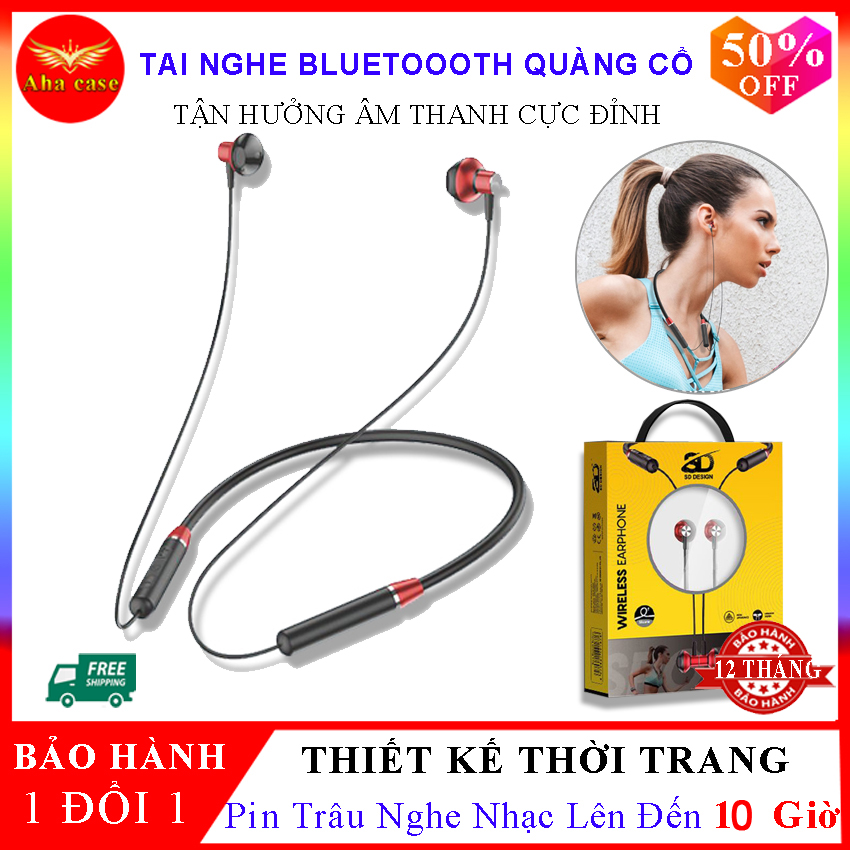 Tai Nghe Bluetooth quàng cổ SD Design PH18 Pin trâu 10 Tiếng - Kiểu Dáng Thể Thao - Hàng cao cấp, tai nghe bluetooth đeo cổ, tai nghe không dây, tai nghe nhét tai  Bảo hành 12 Tháng