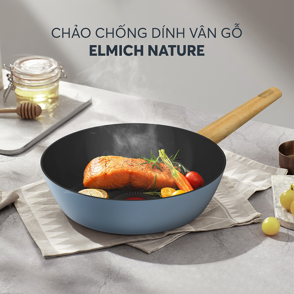 Chảo chống dính vân gỗ elmich nature el-5947mg