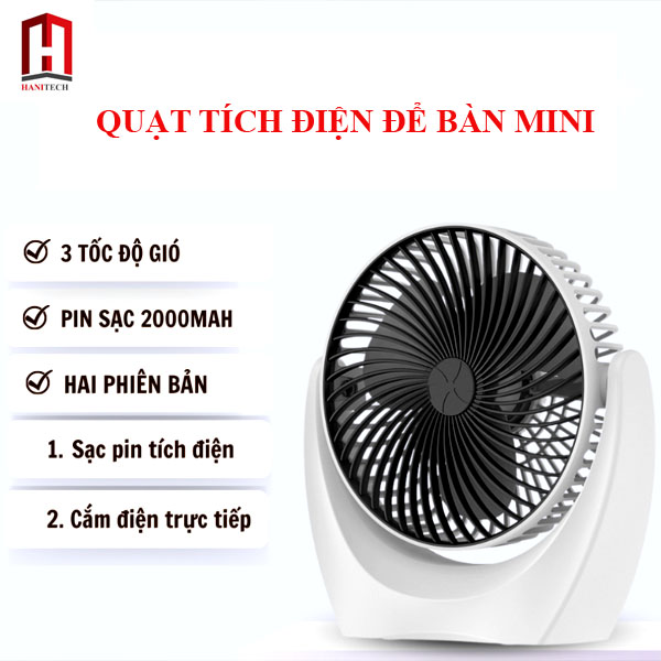 Quạt tích điện để bàn mini quạt sạc điện Super Fan