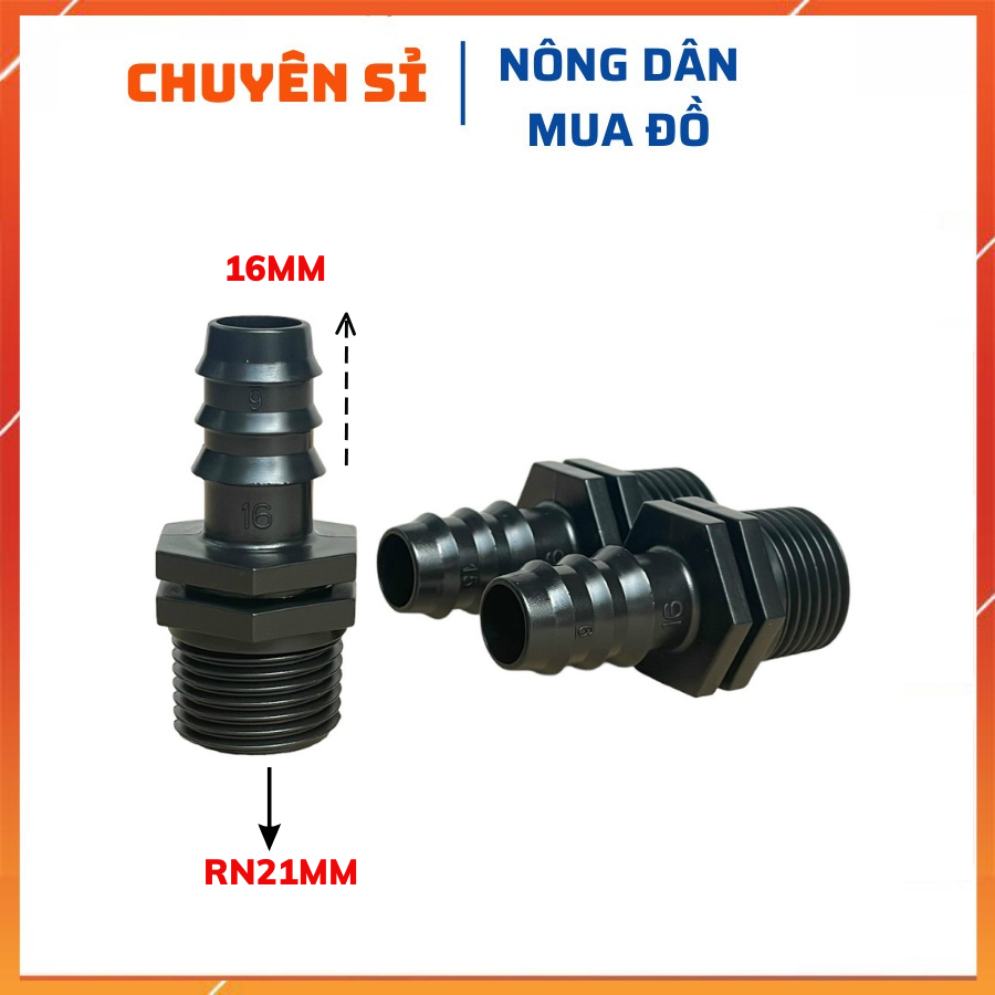 Combo 20 nối ren ngoài 21 ra ống pe 16mm