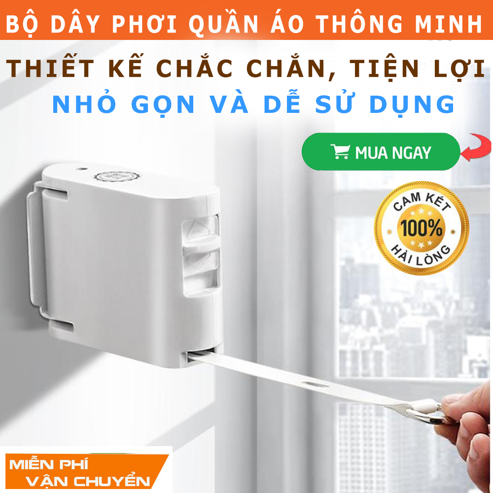 [HÀNG XỊN] Giàn Phơi Quần Áo Thông Minh, Dây Phơi Quàn Aó - Tiện Lợi, Dễ Dàng Sử Dụng, Thiết Kế Tinh Tế - Sự Lựa Chọn Của Các Bà Mẹ Hiện Đại - Sản Phẩm Bán Chạy Hàng Đầu - BẢO HÀNH 6 THÁNG