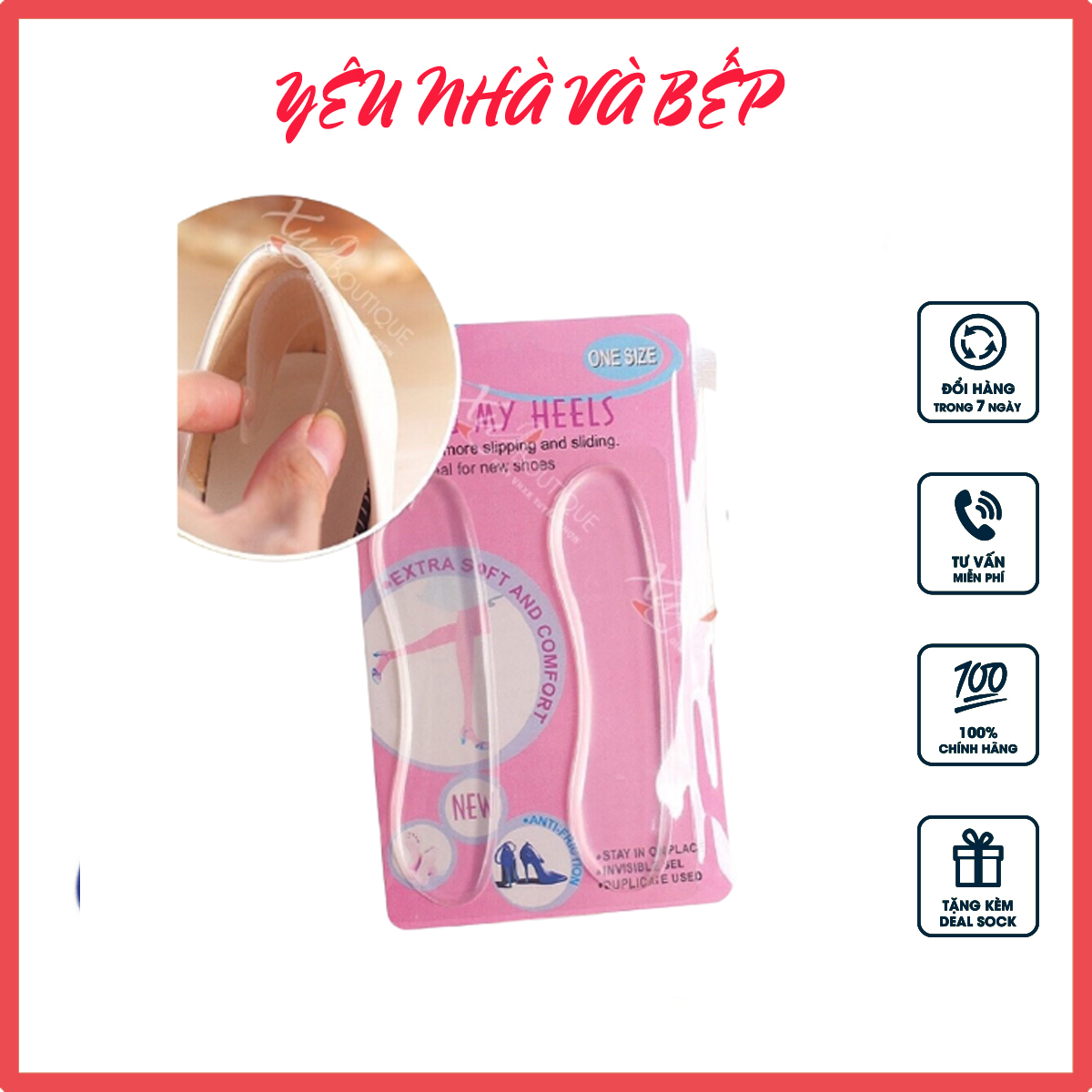 Miếng lót giày silicon siêu êm ái, bộ 2 miếng lót giày trong suốt chống đau gót chân