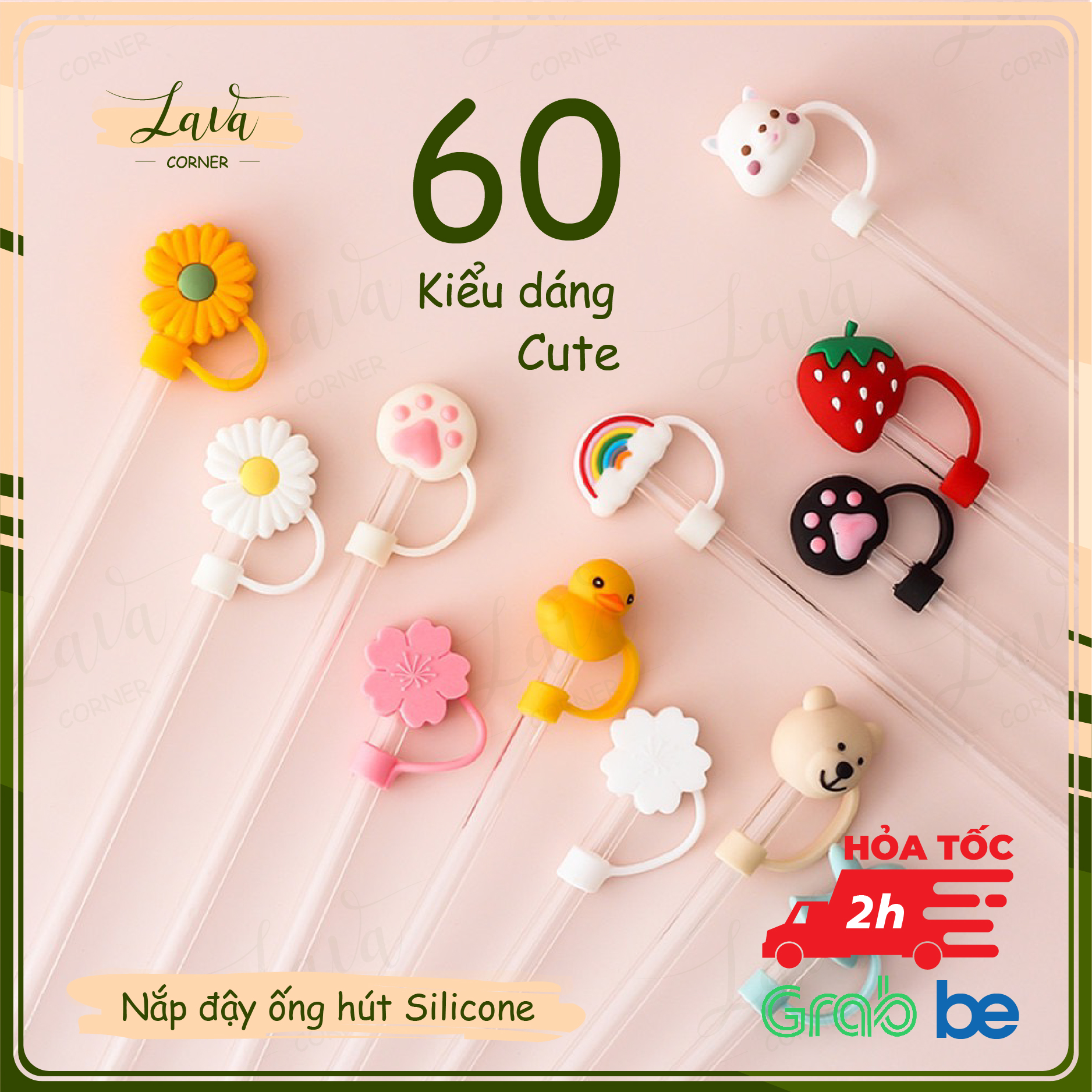 Nắp Đậy Ống Hút Silicon Hoạt Hình Đáng Yêu - Dễ Thương