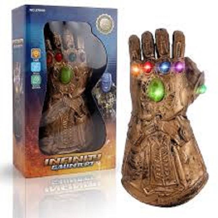 Đồ chơi găng tay Avenger hoá trang thành siêu anh hùng đẹp mềm có đèn và nhạc, Do choi gang tay thanos co den nhac cao cap (kèm pin)