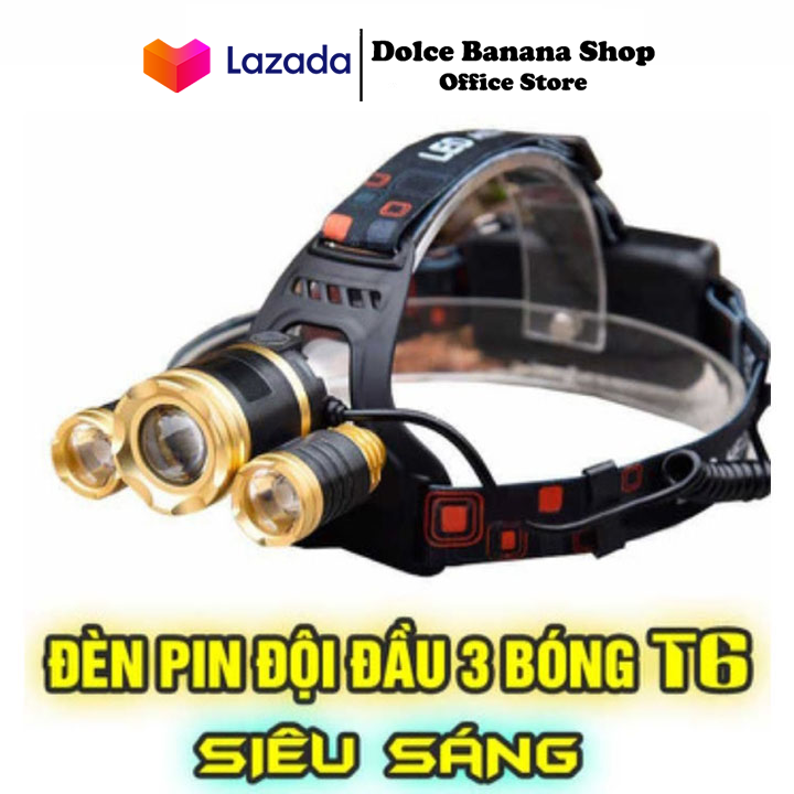 [HCM]ĐÈN PIN ĐỘI ĐẦU SIÊU SÁNG- Đèn Pin Đội Đầu 3 Đèn Led Siêu Sáng nhỏ gọn tiện lợi-phù hợp với mọi