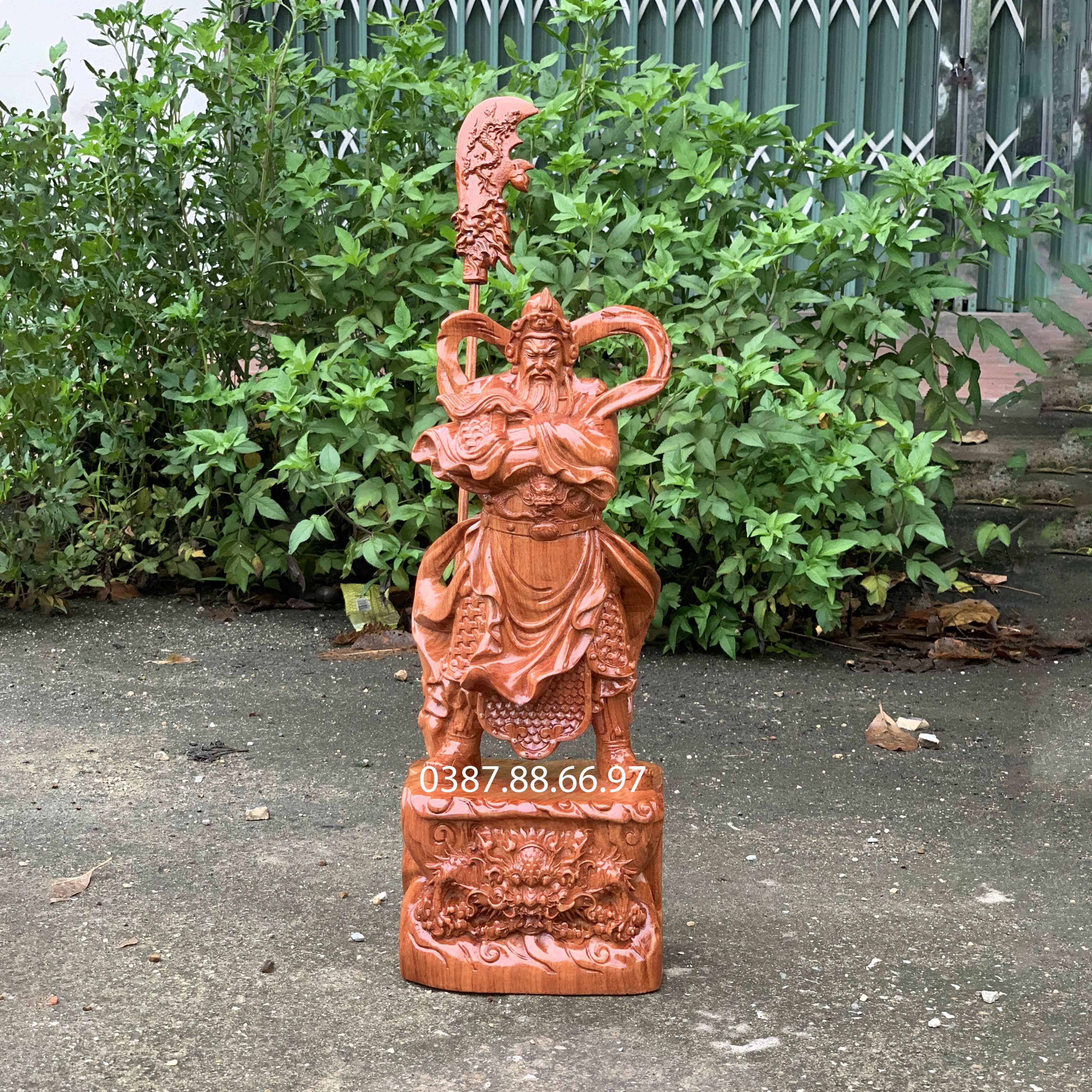 Tượng quan công khoanh tay cao 30 40cm gỗ hương nguyên khối cực đẹp