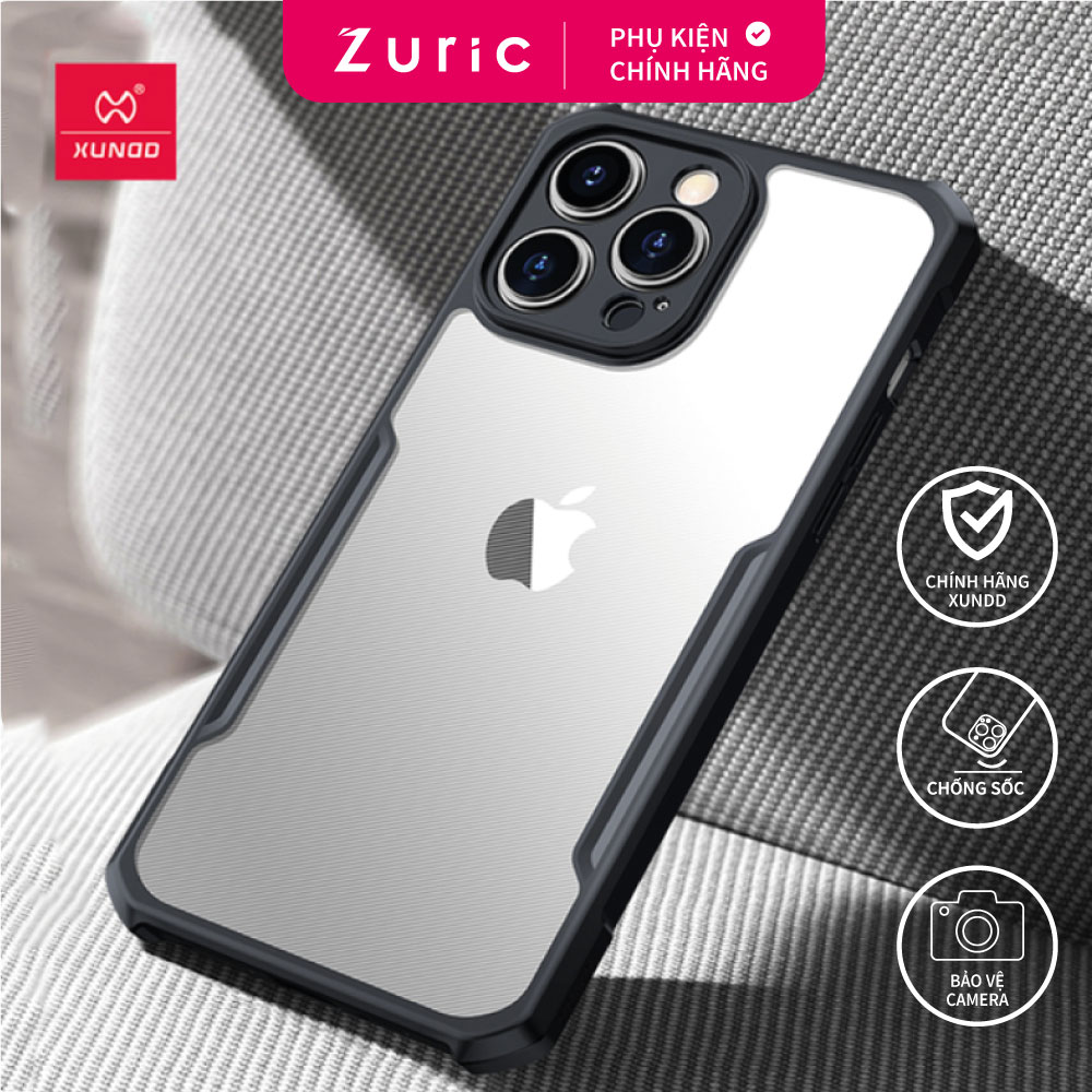 Ốp lưng iPhone 13/ 13 Pro/ 13 Pro Max, ốp bảo vệ camera, ốp chống sốc, ốp trong viền màu hiệu Xundd