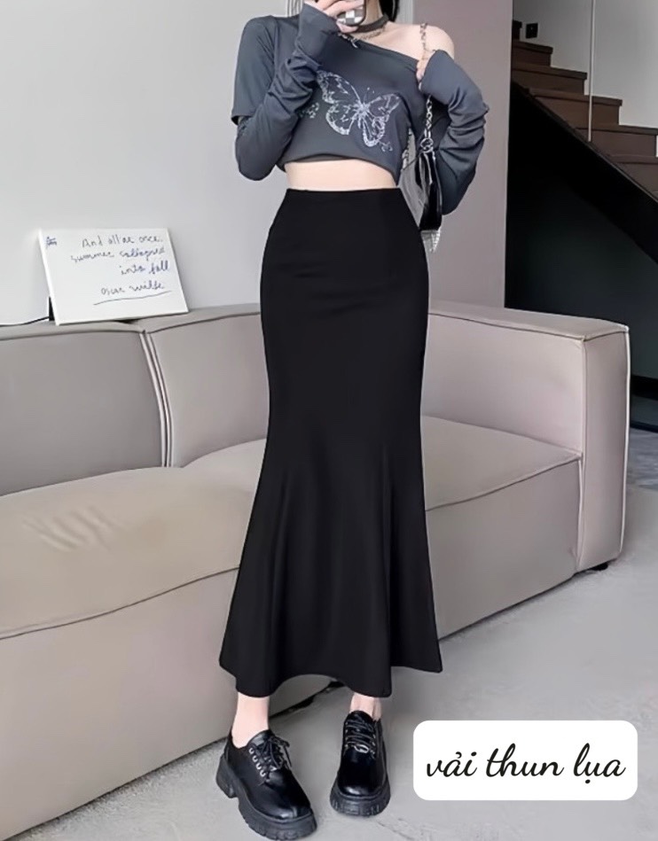 Chân váy đuôi cá xòe dáng dài qua gối phong cách công sở đi làm, đi chơi CV1250