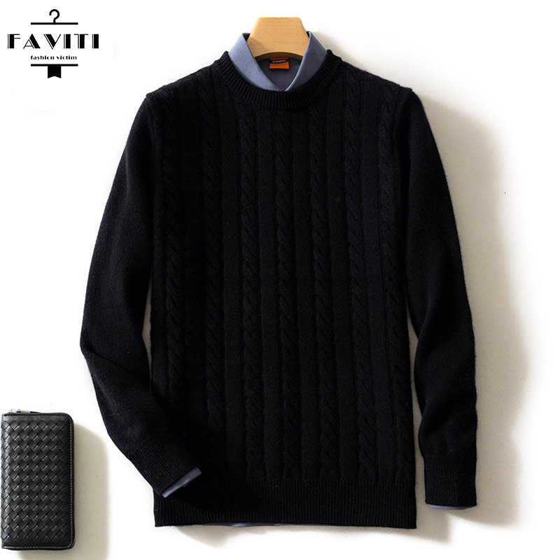 Áo len nam vặn thừng FAVITI cổ tròn chất dày đẹp AL81