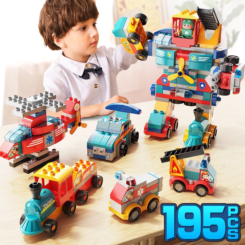 Đồ Chơi - Đồ chơi cho bé - Đồ chơi xếp hình lego cỡ lớn lego duplo robot 195 mảnh ghép 6 kiểu lắp model 1669