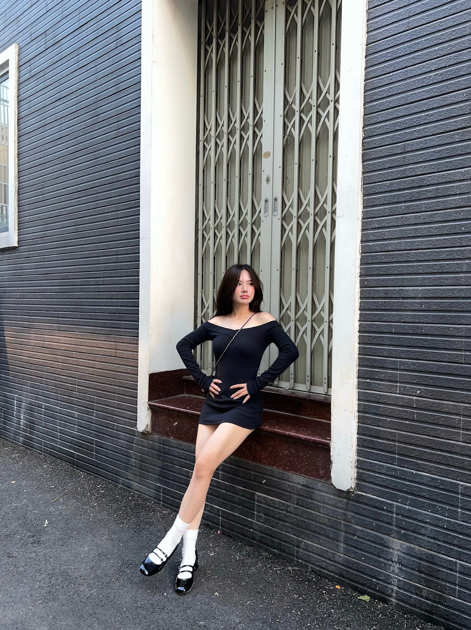 Mì - đầm trễ vai tay dài - cabi dress