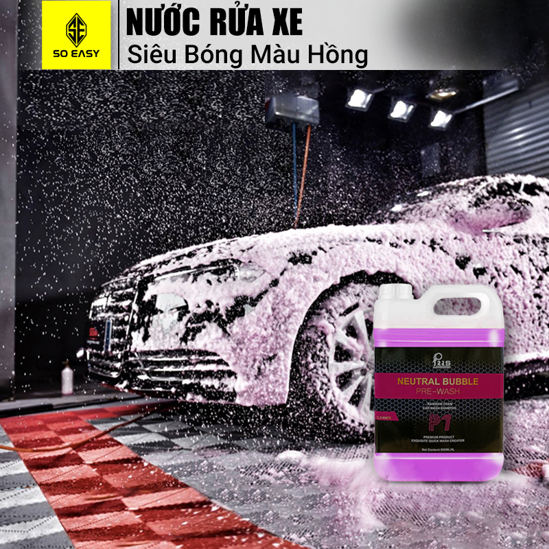 Dung dịch rửa xe bọt tuyết không chạm siêu bóng màu hồng Neutral Bubble RX48, nước rửa xe ô tô siêu đậm đặc, không bám màu, bảo vệ sơn xe