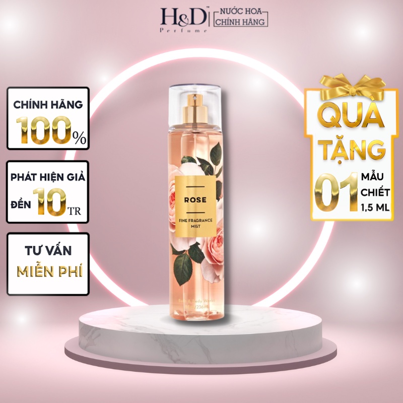 Xịt thơm toàn thân body mist Bath & Body Works  ROSE sang trọng 75ML/236ML