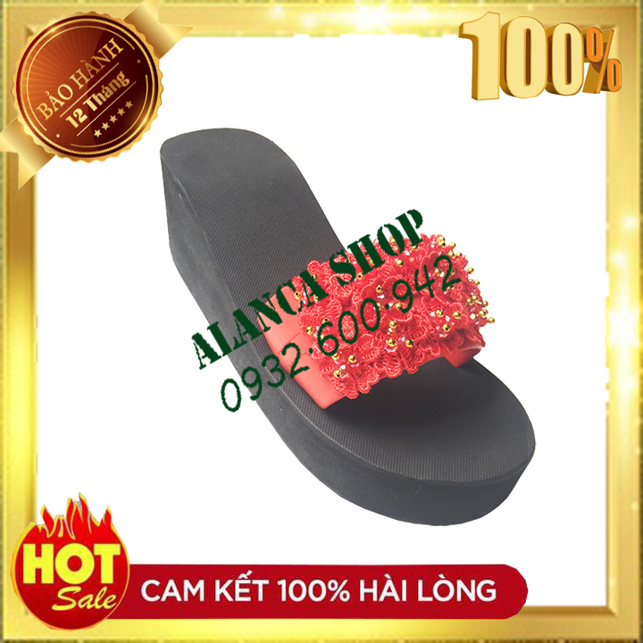 Dép xốp LMT hoa đỏ cao 5cm hàng chuẩn - Bảo hành 12 tháng