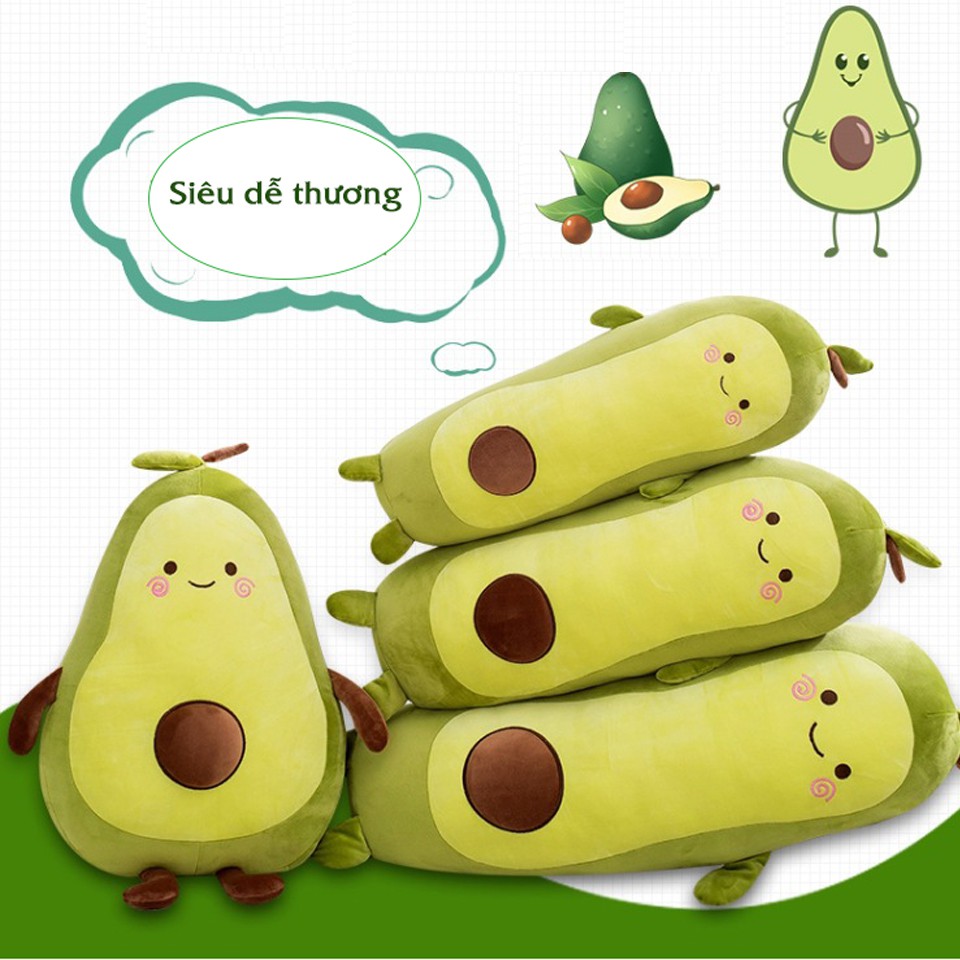 Gối ôm cho bé hình quả bơ vải nhung cực đáng yêu vải mềm mịn mang thiên nhiên đến với bé ngay từ nhỏ.