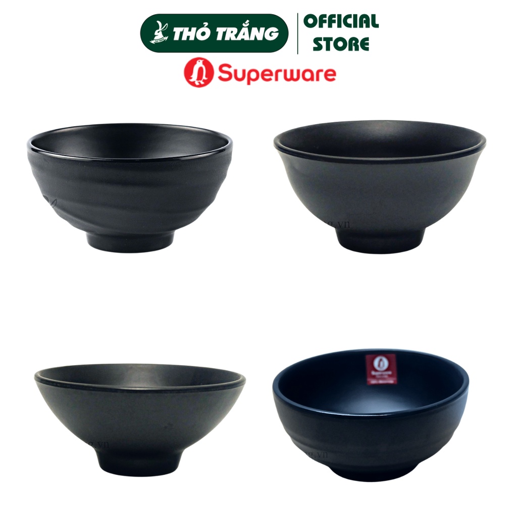 Chén bát cơm nhựa melamine màu đen cao cấp đủ size