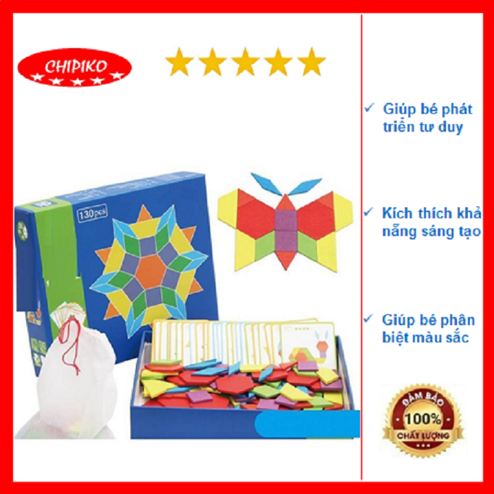Ghép hình tư duy- 130 chi tiết và 24 thẻ