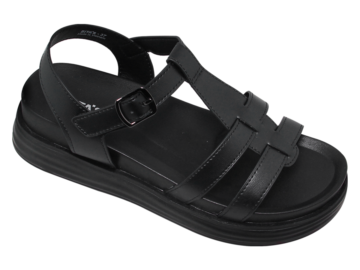  Sandal đế bằng nữ Bita's SHANAH.06  Đen + Ghi + Kem  