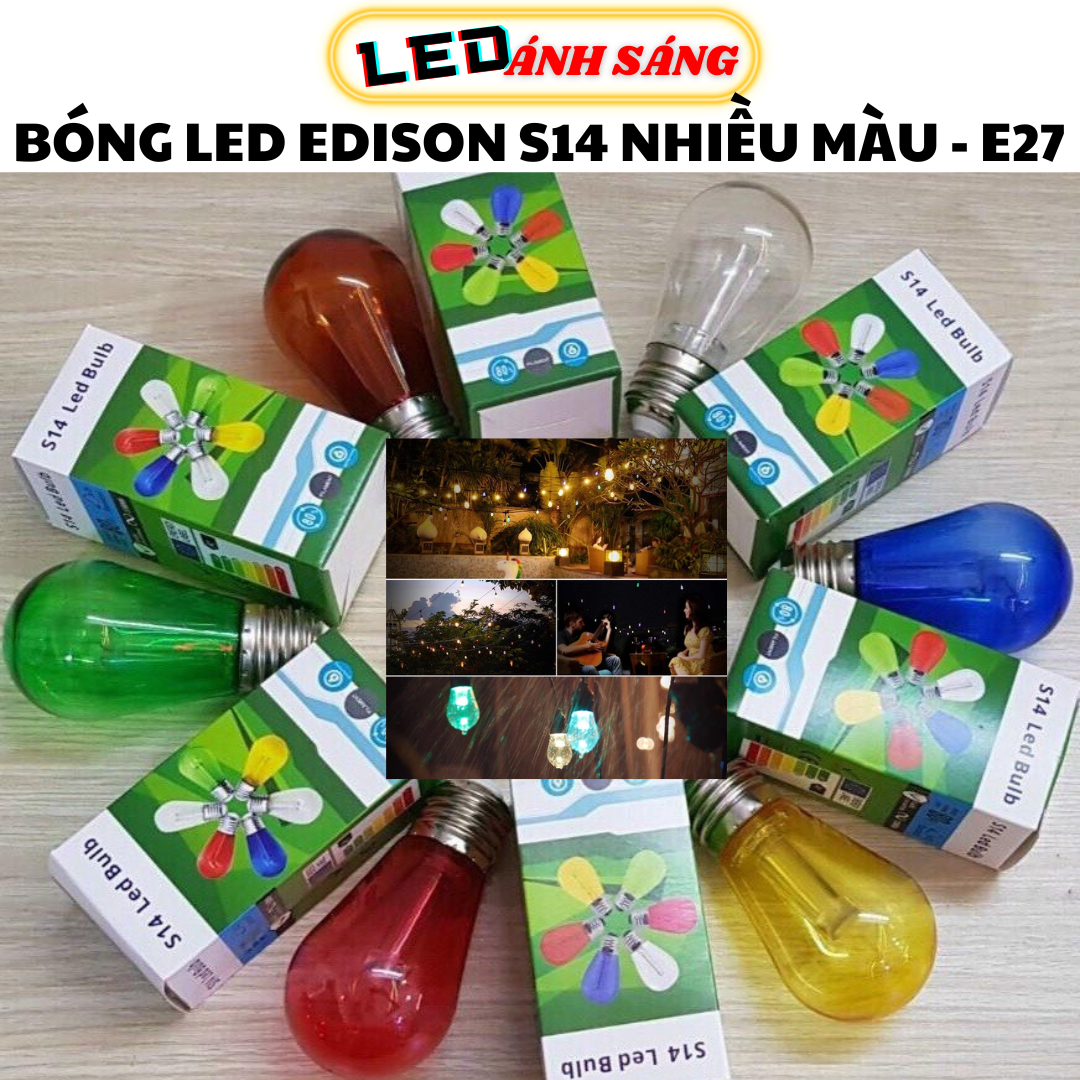 Bóng led edison s14 nhiều màu đuôi e27 kín nước 3w