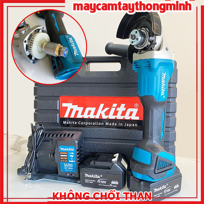 Máy Mài Pin Maktia 118V Lõi Đồng Không Chổi Than, Máy Mài Góc, Cắt sắt - Cắt gạch
