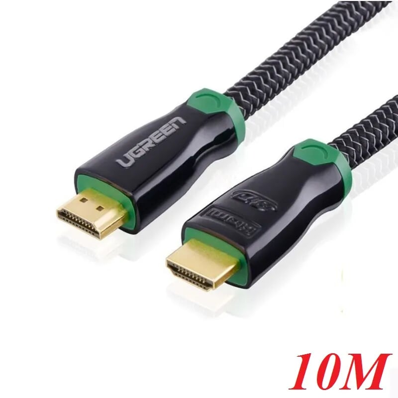 Ugreen 10296 10m màu đen cáp tín hiệu hdmi vỏ bọc kim loại hỗ trợ 3d 4k2k hd126