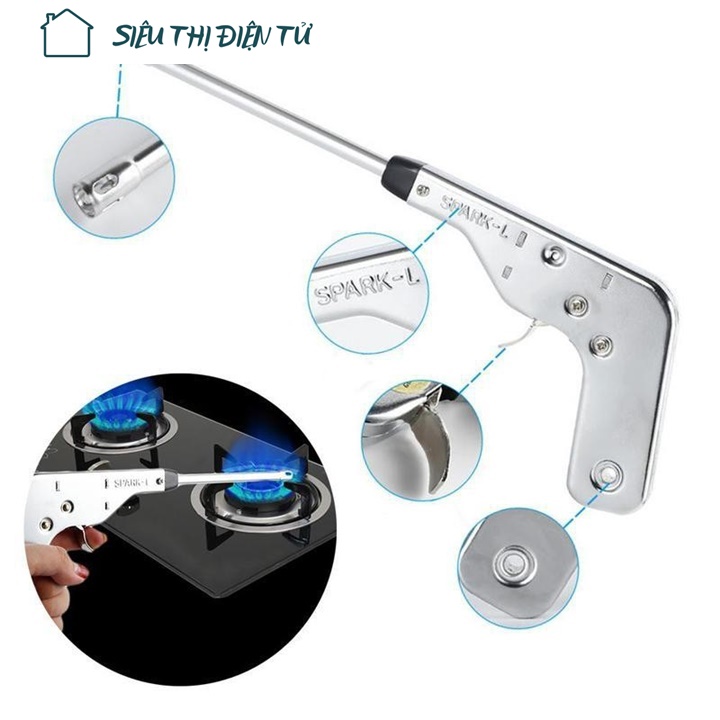 Sieuthidientu Đầu Mồi Lửa Spark L Thân Hợp Kim Mồi Bếp Gas Bếp Du Lịch An Toàn Không Bỏng Tay