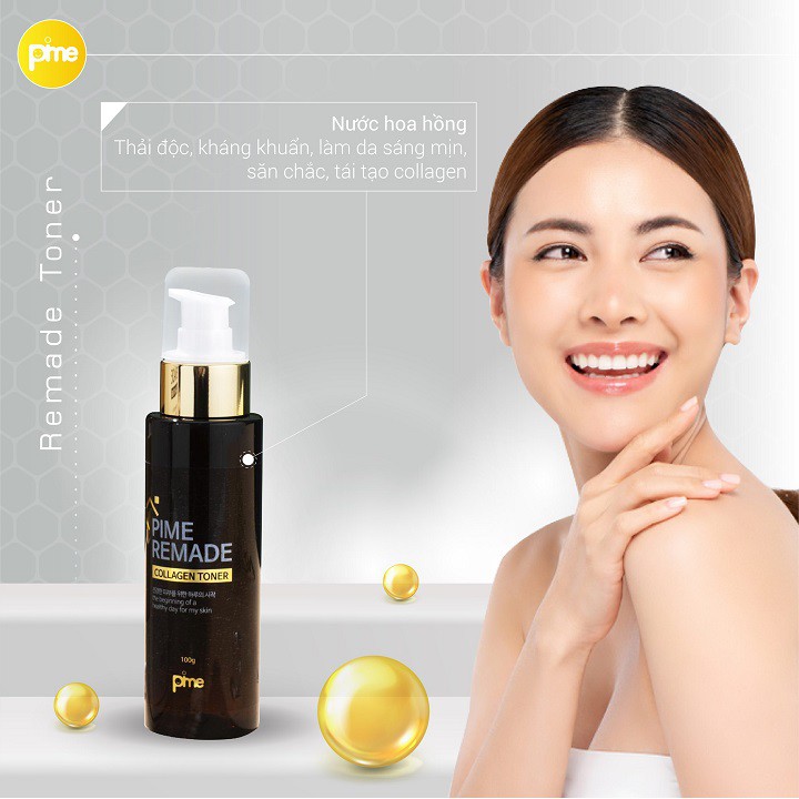 NƯỚC HOA HỒNG COLLAGEN PIME REMADE TONER 100G - Làm sạch sâu lỗ chân lông, giúp da thông thoáng se khít lỗ chân lôngvà hạn chế sự hình thành mụn.Giúp da dễ hấp thu dưỡng chất từ kem dưỡng da tốt hơn đồng thời ngăn ngừa mụn